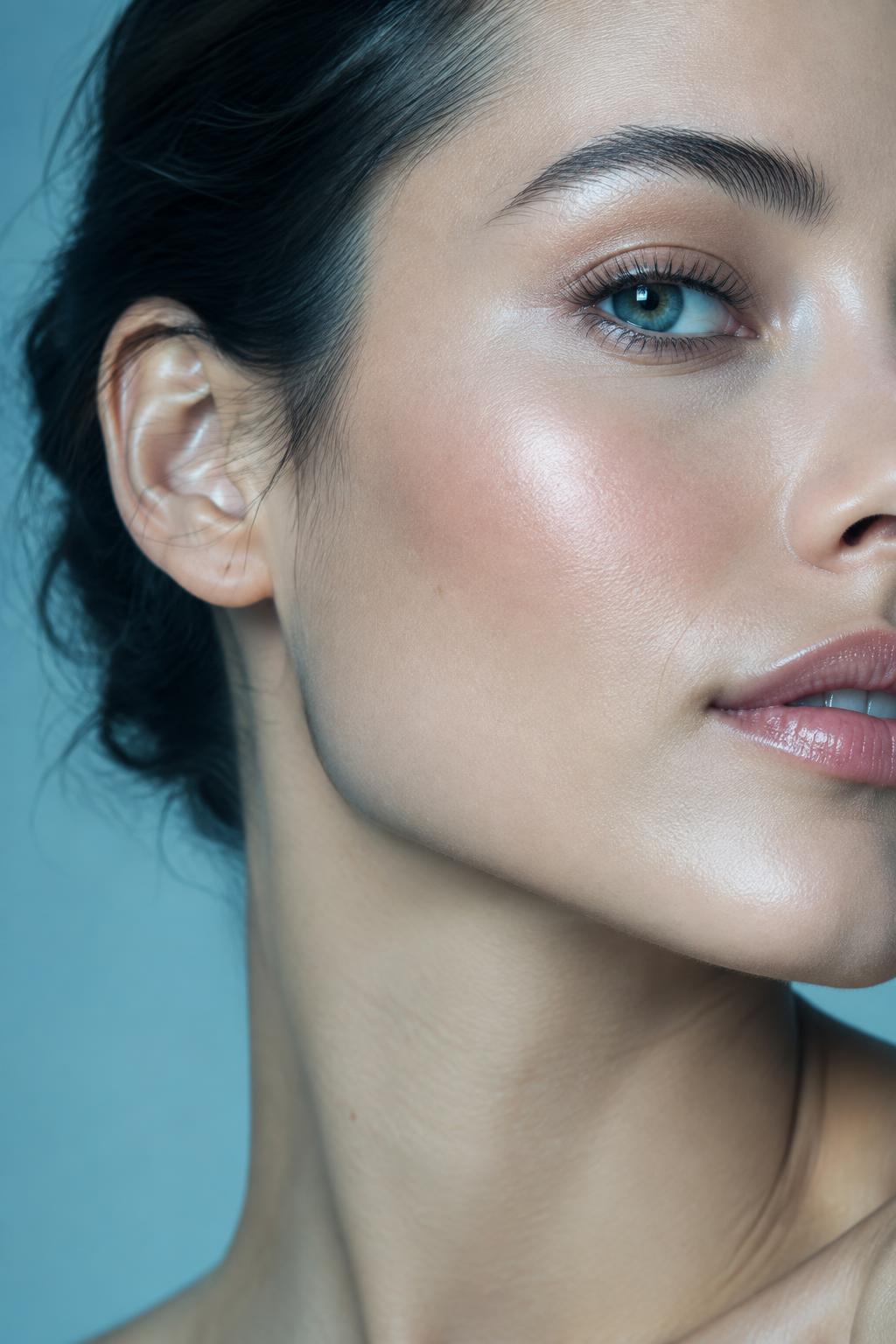 Close-up of smooth, glowing skin